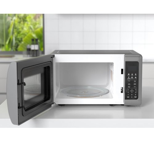 Emerson MW7601SL Countertop Microwave Oven with Sleek Mirrored Finish Glass Door, 700W, 10 Power Levels and 6 Pre-Programmed Settings with Child Safe Lock, 0.7. Cu. Ft., Silver