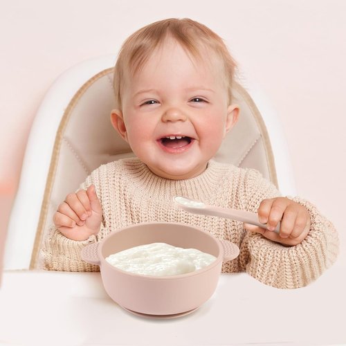 Eascrozn Silicone Baby Feeding Set - 3 Suction Bowls & 3 Spoons | BPA-Free, Dishwasher Safe