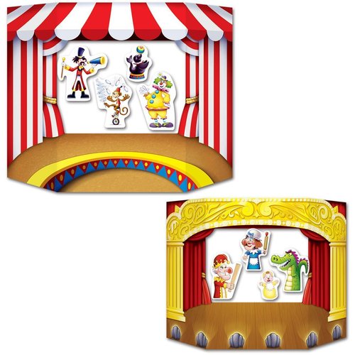 Puppet Show Theater Photo Prop (1 side circus; other side theater) Party Accessory  (1 count) (1/Pkg)