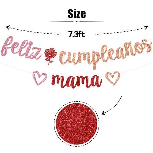 Feliz Cumpleaños Mama Banner, Spanish Happy Birthday Mum Bunting Sign, Mom I Love You/Best Mom Ever, Mexican Fiesta Theme Happy Mother’s Day Backdrop Garland