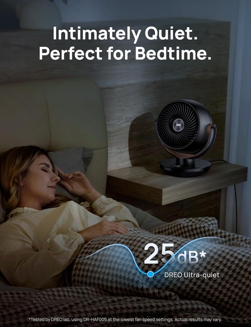 DREO 11-Inch Desk Air Circulator Fan - Remote Control, 4 Speeds, 120° Oscillation, Quiet 25dB