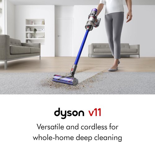 Dyson V11 Cordless Stick Vacuum - Powerful Suction | Large Capacity, Nickel/Blue Finish