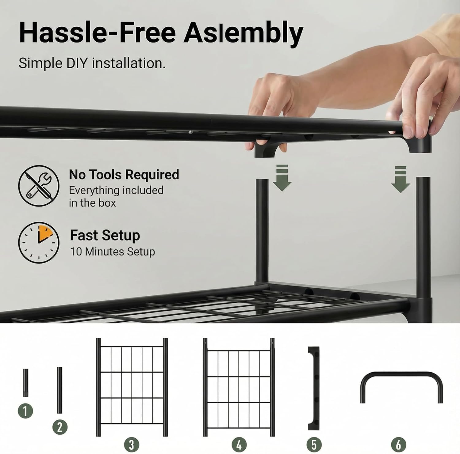3-Tler Shoe Rack Organizer - Rustproof Iron Shoe Storage Shelf for Closet & Entryway | Fits Sneakers & Slippers, Black