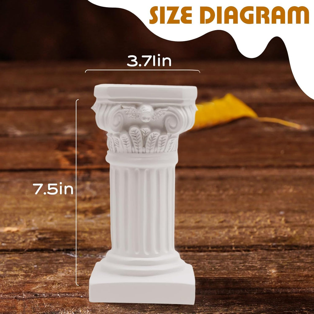 Saihisday White Roman Pillar Statues - Mini Greek Columns Candle Holders for Home & Garden Decor | 3.9" D x 7.5" H