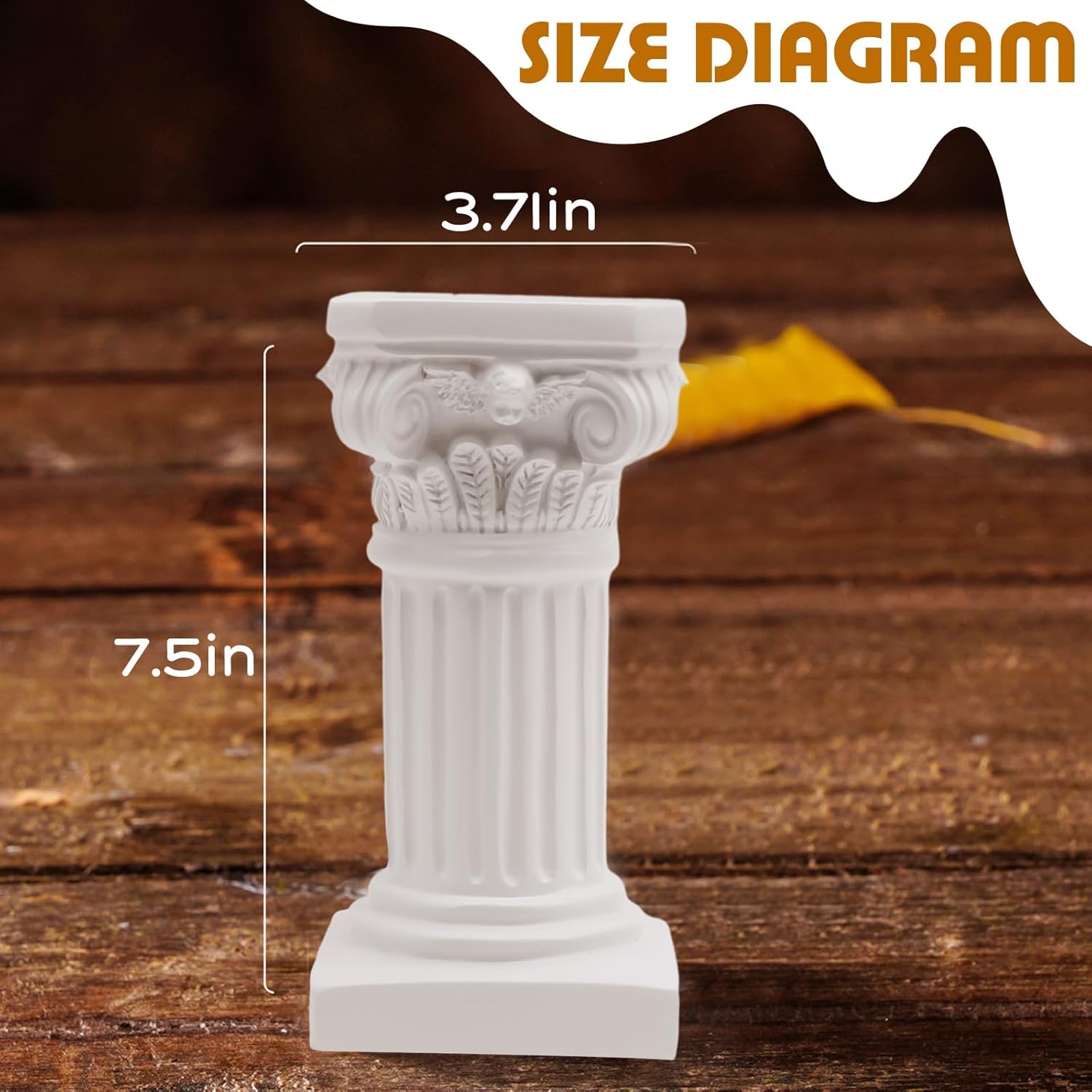Saihisday White Roman Pillar Statues - Mini Greek Columns Candle Holders for Home & Garden Decor | 3.9" D x 7.5" H