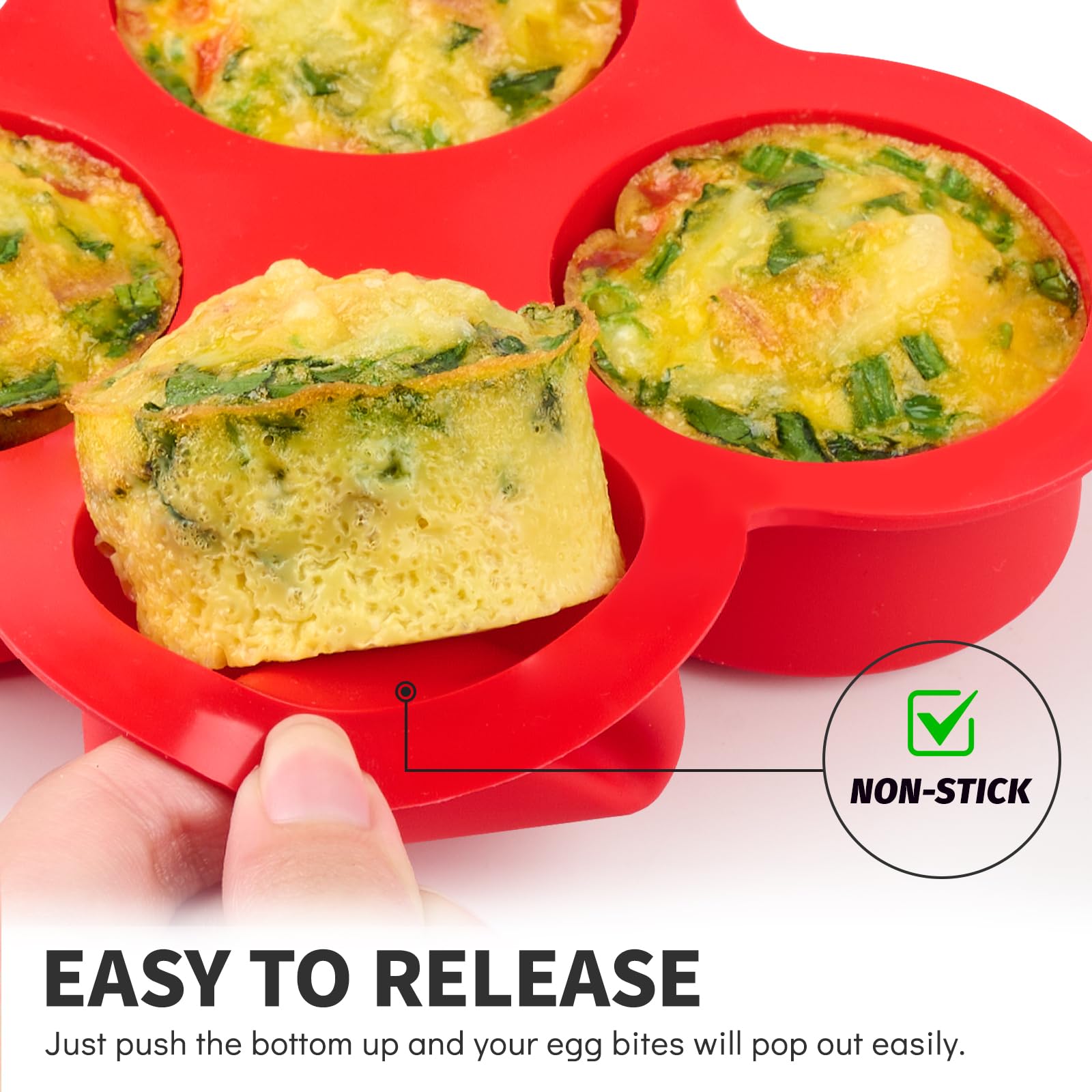 Puyeipt 2 Pack Air Fryer Egg Bite Molds, 4-Cup Mini Round Muffin Pans Silicone Baking Molds for for Oven, Air Fryer and Pot