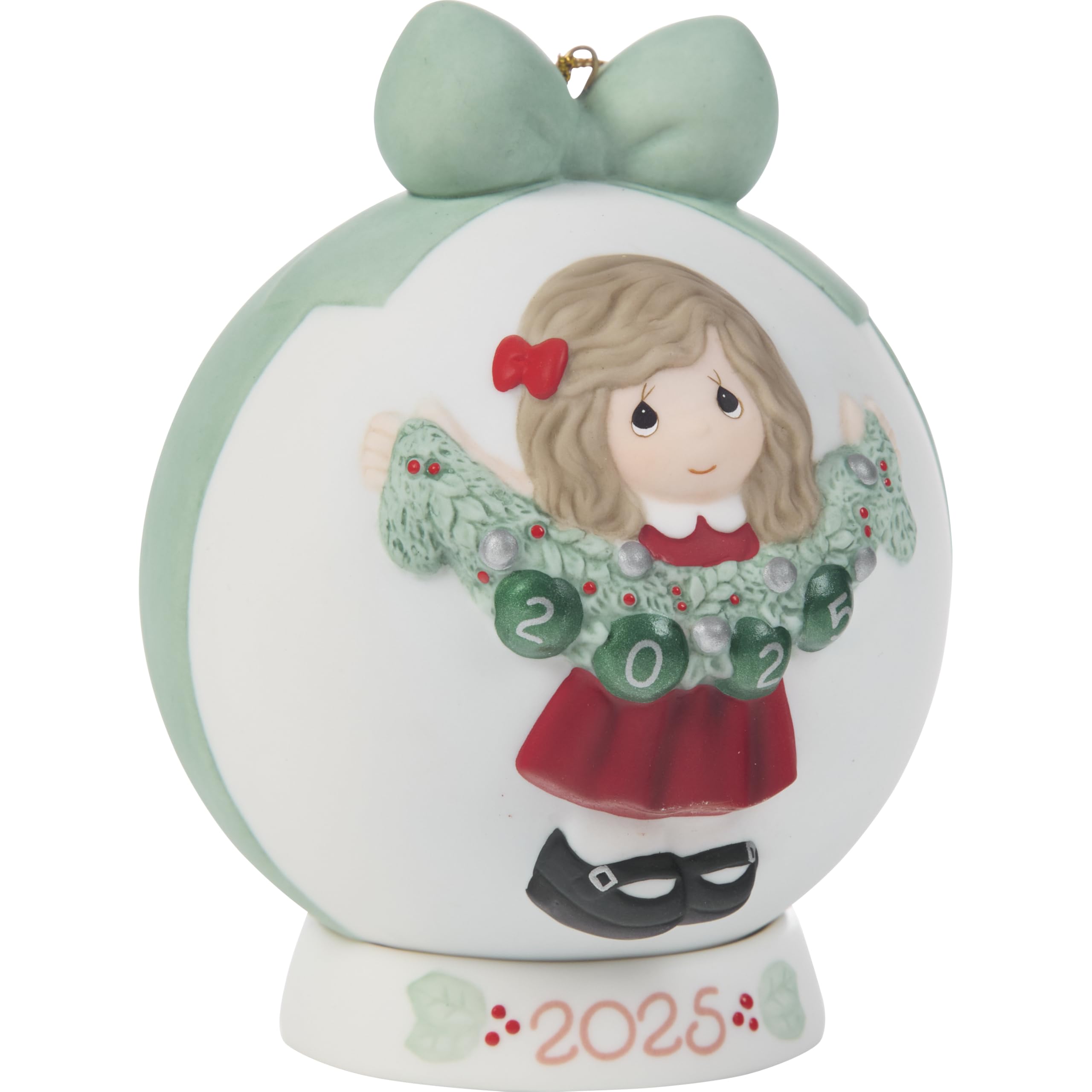 Precious Moments Deck The Halls 2025 Dated Girl Ornament Bisque Porcelain 2025 Ball Keepsake 251003