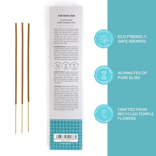 Carnatia Man Cave Incense Set – 2 Intense, Pheromone-Infused Scents | Rugged, Long-Lasting Aromas for Power, Focus & Elevated Vibe!
