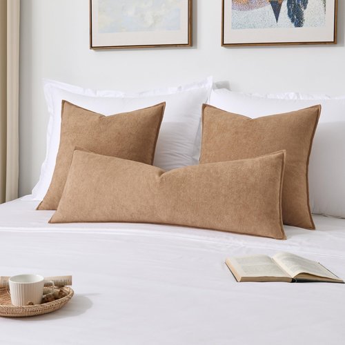 Kevin Textile 14x36 Inch Long Lumbar Cover 1 Pack Soft Boucle Textured Decorative Waterproof Rectangle Cushion Elegant Accent Pillows for Couch Sofa Chair Bed Home Decor Indoor Outdoor Camel