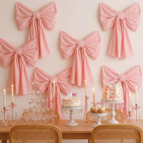 Frienda Giant Pink Wall Bows - 9 Pcs Large DIY Decorations for Baby Showers & Weddings