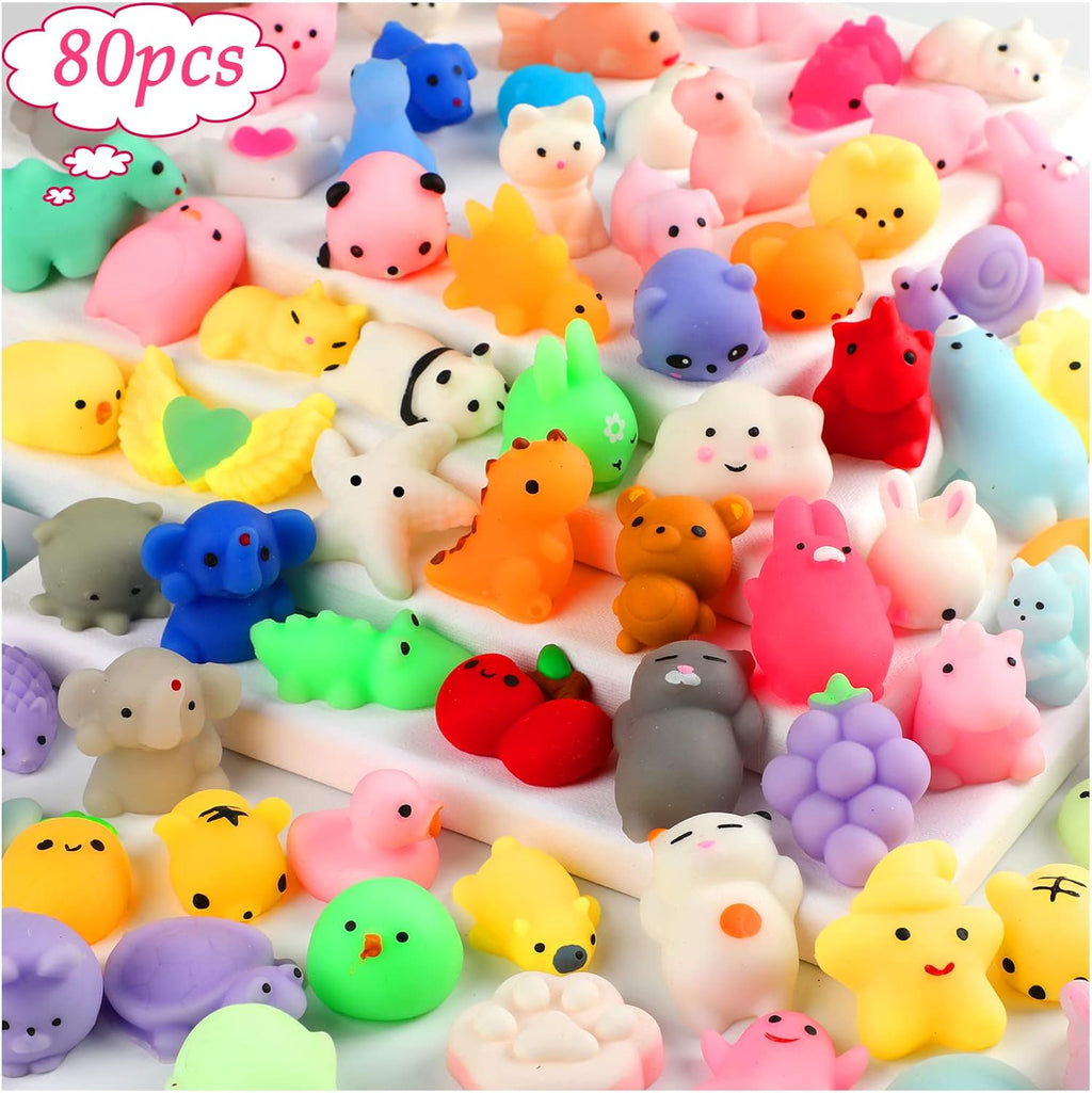 Skiennix 80pcs Mochi Squishy Toys - Mini Kawaii Fidget Toys for Kids | Perfect Easter Basket Stuffers