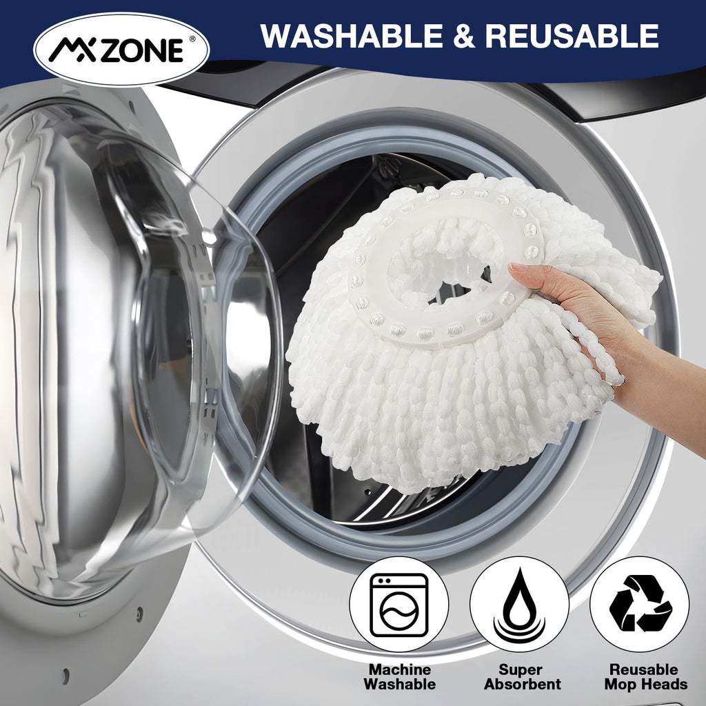 Spin Mop Replacement Head 5 Pack Magic Mop Refill for Hurricane 360° Systems, Microfiber Spin Mop Head, Round Shape Standard Universal Size