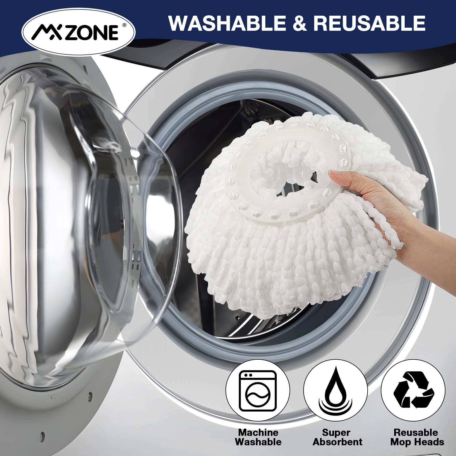 Spin Mop Replacement Head 5 Pack Magic Mop Refill for Hurricane 360° Systems, Microfiber Spin Mop Head, Round Shape Standard Universal Size