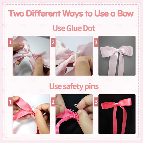 60Pcs Pink Bow Wall Decor, Ribbon Bow Garland, DIY Bow Photo Backdrop, Party Decorations for Room Decor, Birthday Parties, Baby Showers, Wedding Parties, Bachelorette Parties (60PCS)