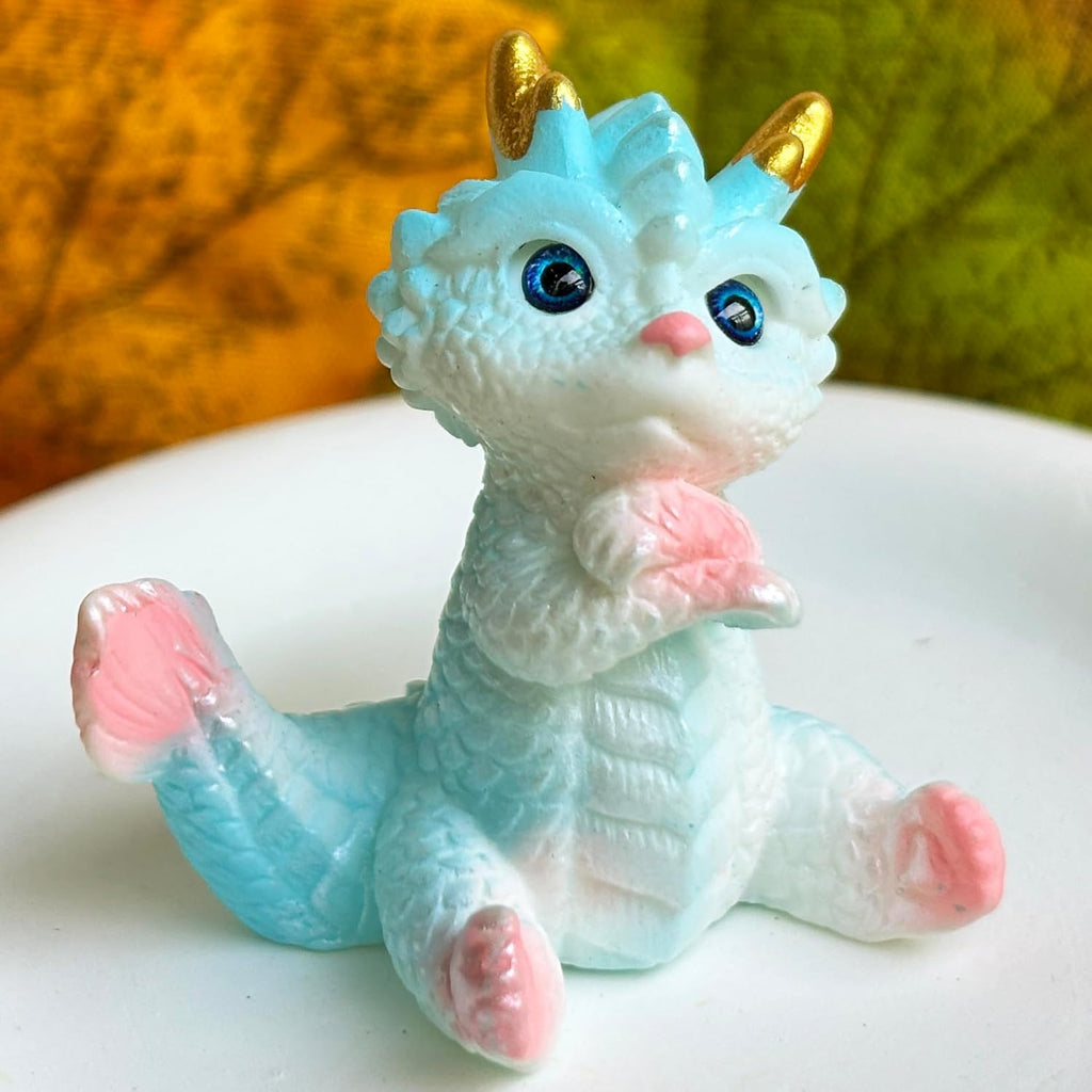 Skiennix Cute Mini Baby Dragon Figurines Set - Resin Cake Toppers & Fairy Garden Decor | Perfect Party Favors