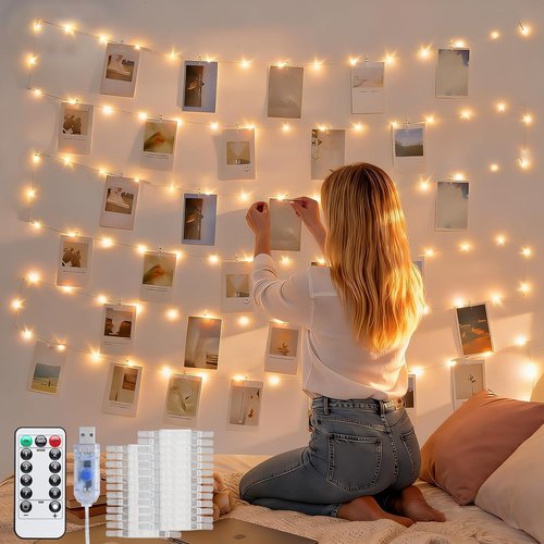 JMEXSUSS Fairy Lights - 33Ft 100LED Photo Clips String Light with Timer | Perfect for Bedroom & Party Decor