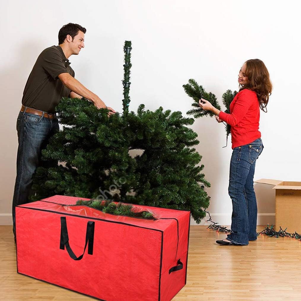 Primode Christmas Tree Storage Bag - Fits Up to 7.5 Ft Disassembled Tree | Protective Zippered Case (Red)