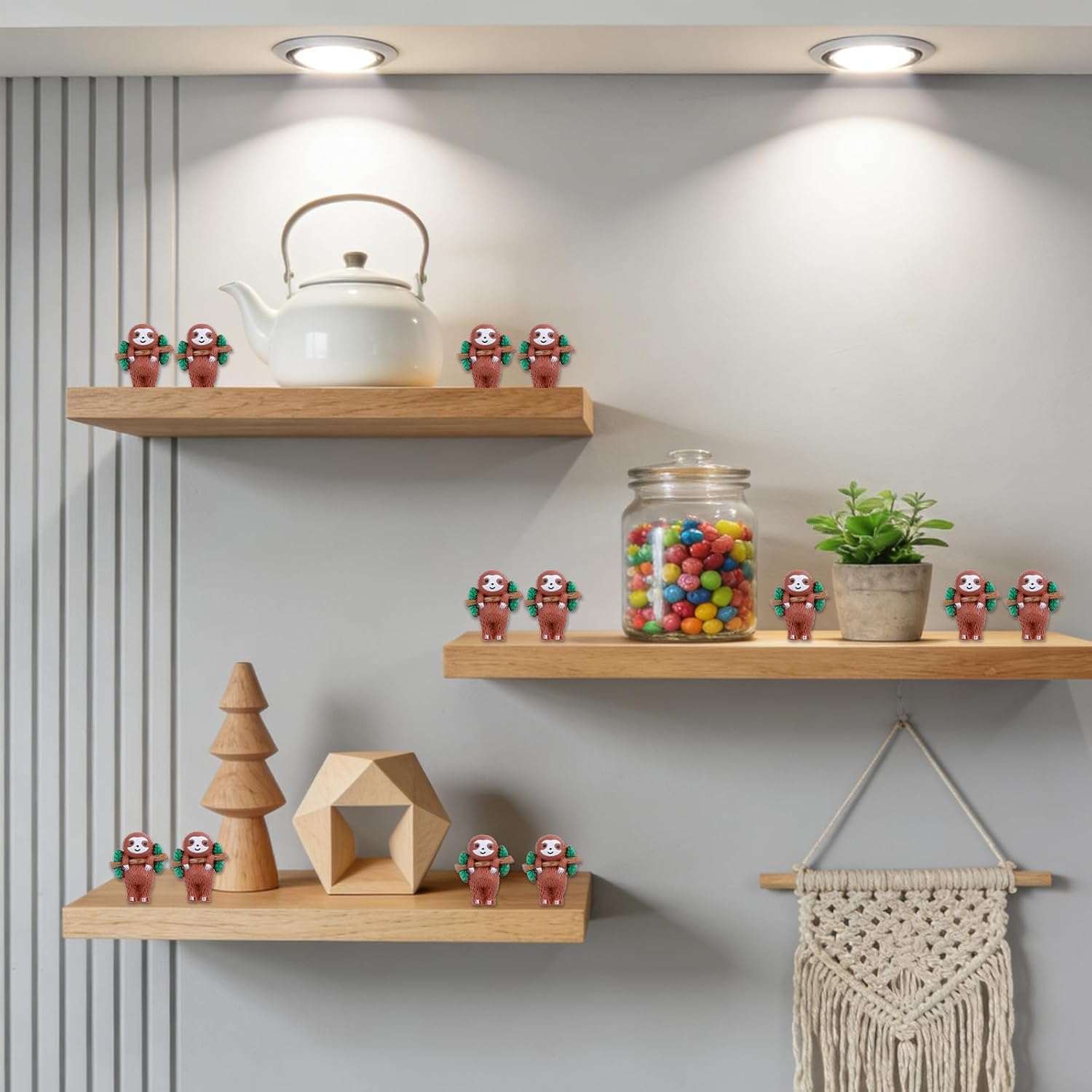 Skiennix Sloth Gifts - 30 Set Mini Resin Animals with Positive Cards for Employee Appreciation | Cute Table Decor