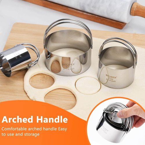 HULISEN Stainless Steel Biscuit Cutter Set - Durable Pastry Tools with Ergonomic Grip | 3-Piece Gift Set