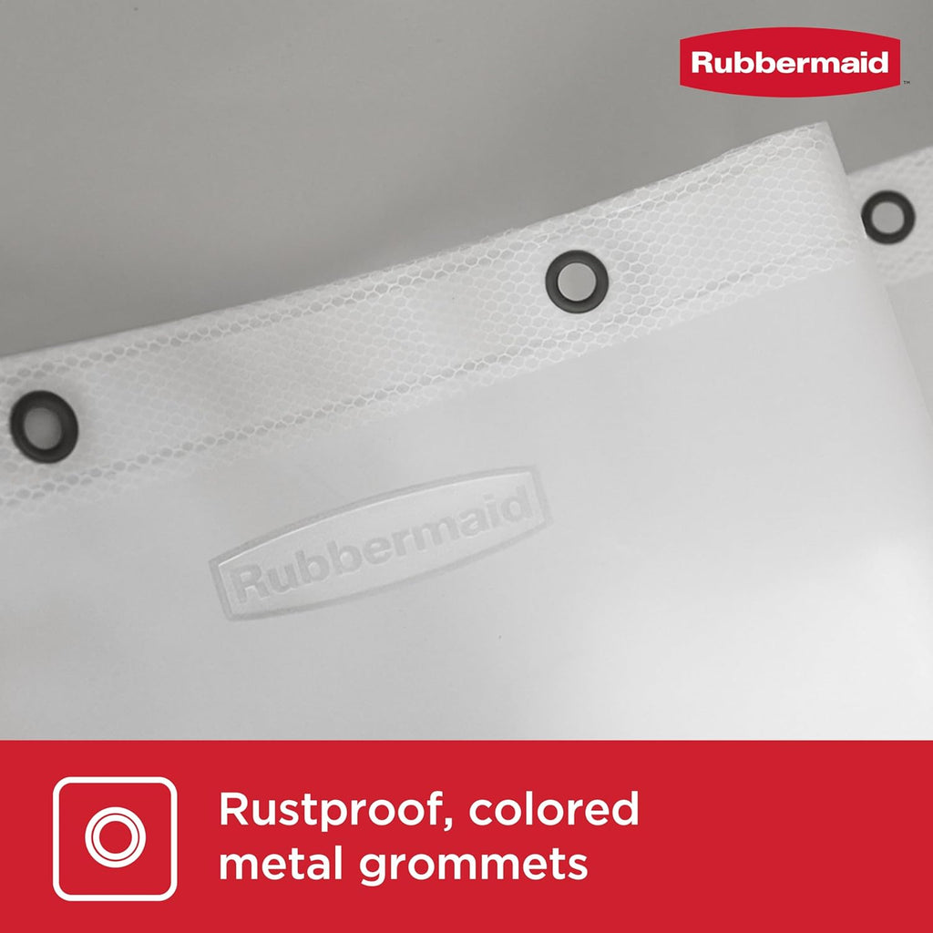 Rubbermaid Waterproof Shower Curtain Liner - Heavyweight PEVA with 5 Storage Pockets | 70x72, Frosty