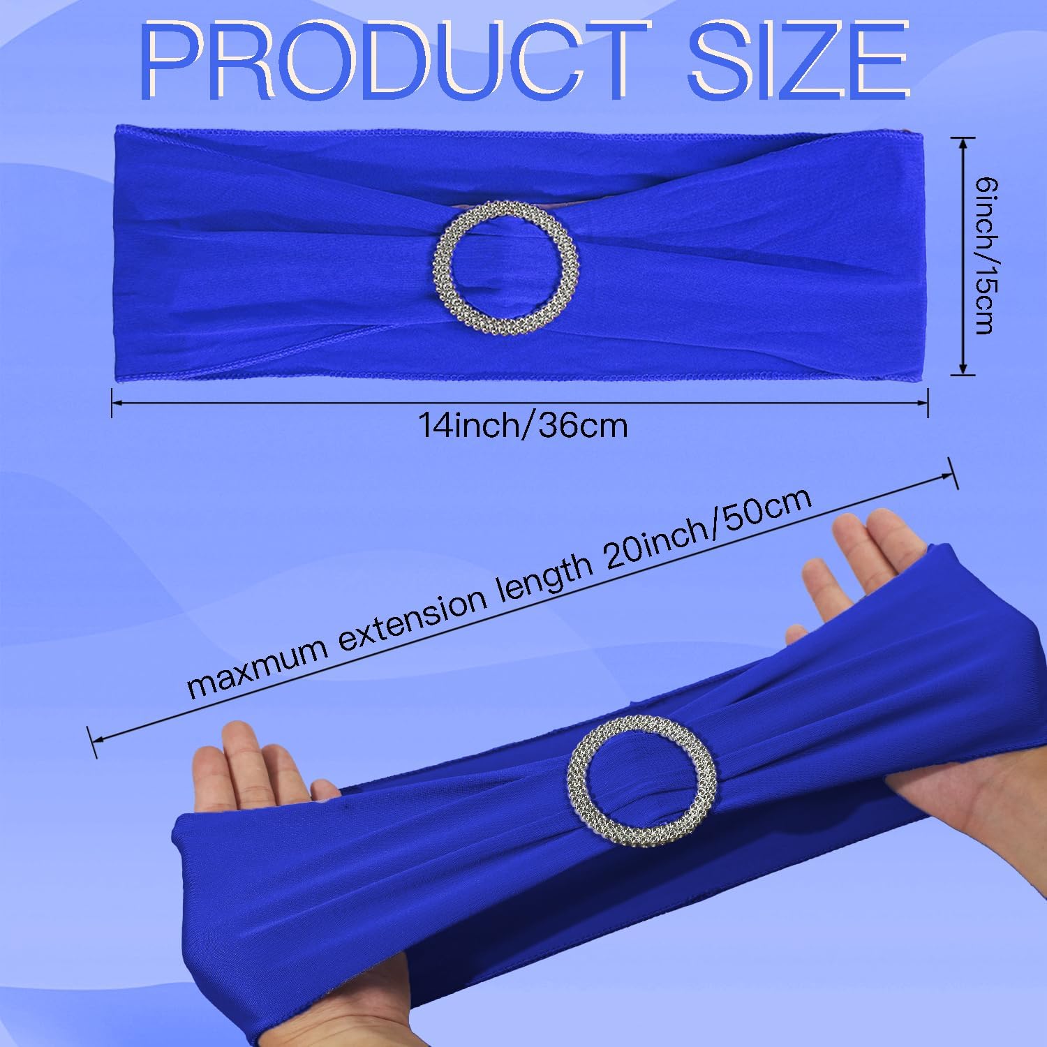 WJWHQ Spandex Stretch Chair Sashes - 100PCS Elastic Covers with Buckle Slider for Weddings & Events | Royal Blue