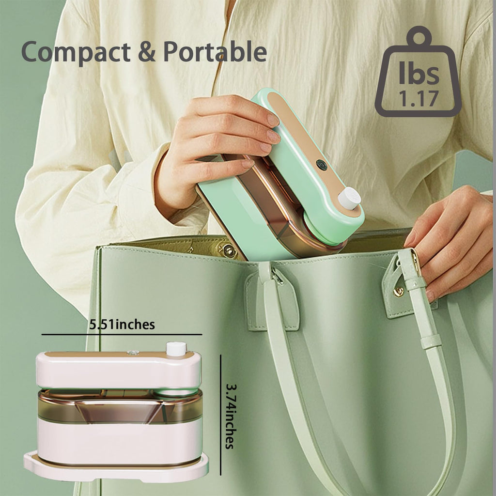 Portable Travel Steam Iron, 2-In-1 Wet&Dry Clothes Wrinkle Remover, Lightweight Handheld Hanging Iron with 20S Preheating, 150ml, Safe for Most Fabrics, Suitable for Home/Travel/Dormitories (White)