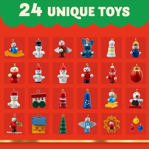 JOYIN Christmas Advent Calendar - 24 Days Countdown with Wooden Tree & 28 Ornaments | Perfect for Kids' Parties