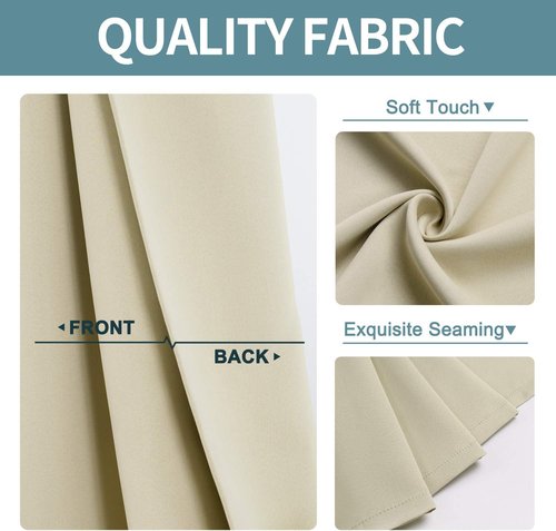 ChrisDowa Blackout Curtains - Extra Wide Thermal Insulated Grommet Panels for Bedroom | Beige, 70 x 84 Inch