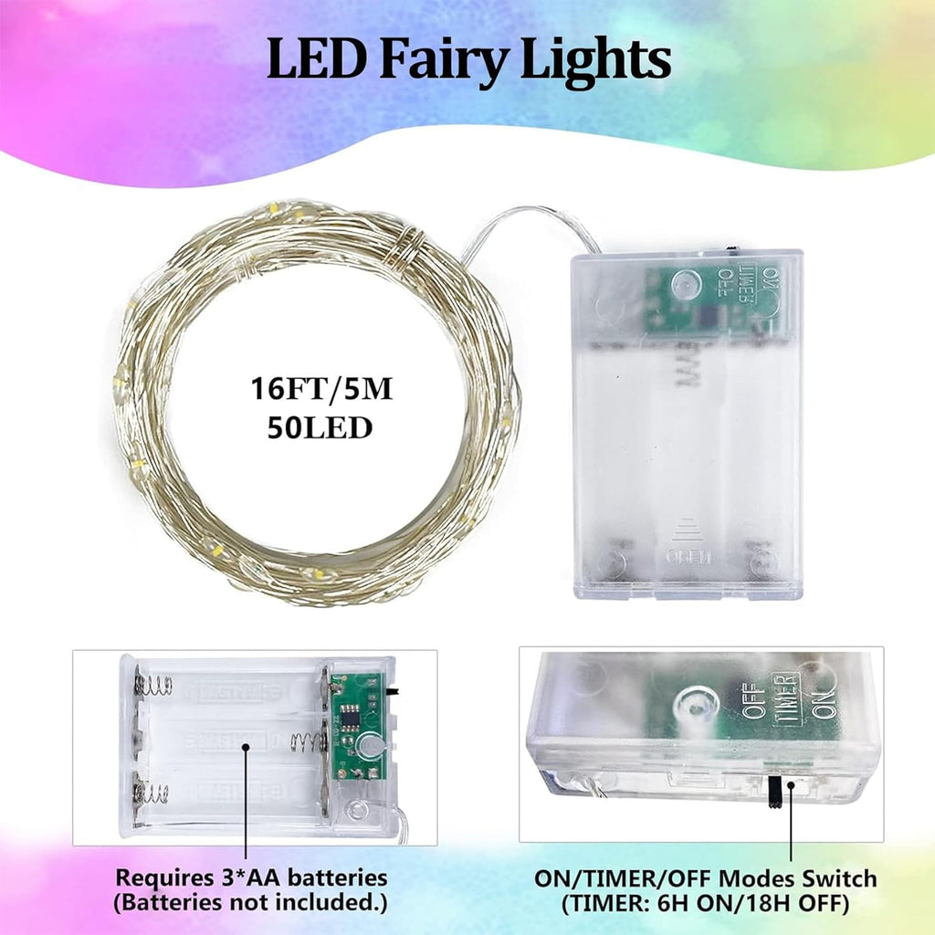 Skiennix 50 LED Fairy Lights - Waterproof Battery Operated String Lights | 16FT for Indoor & Outdoor Use