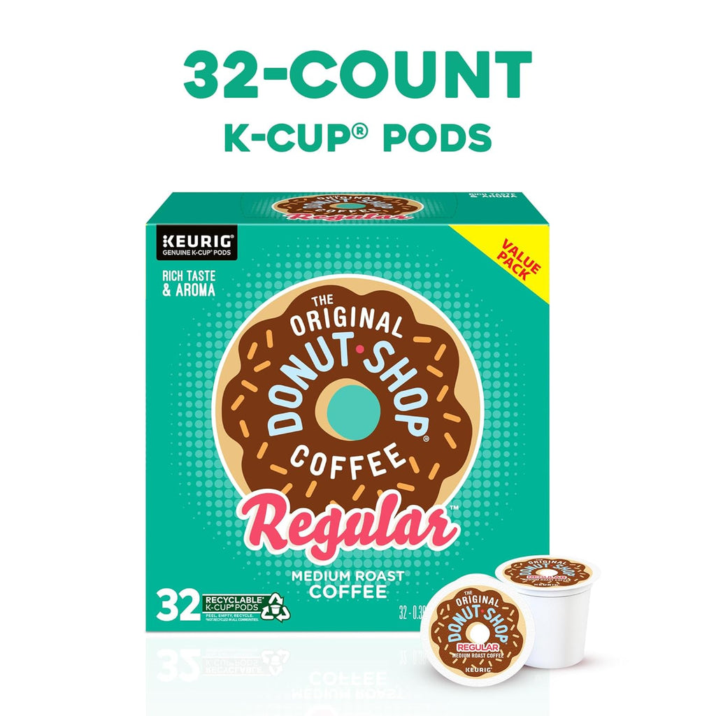 Original Donut Shop Medium Roast Coffee Pods - Regular Single-Serve Keurig K-Cup Pods | 32 Count