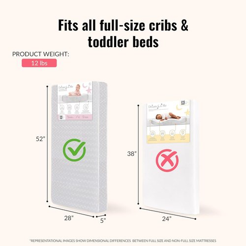 Dream On Me Baby Crib Mattress - Honeycomb Orthopedic Firm Fiber for Optimal Support | 5” Waterproof Cover