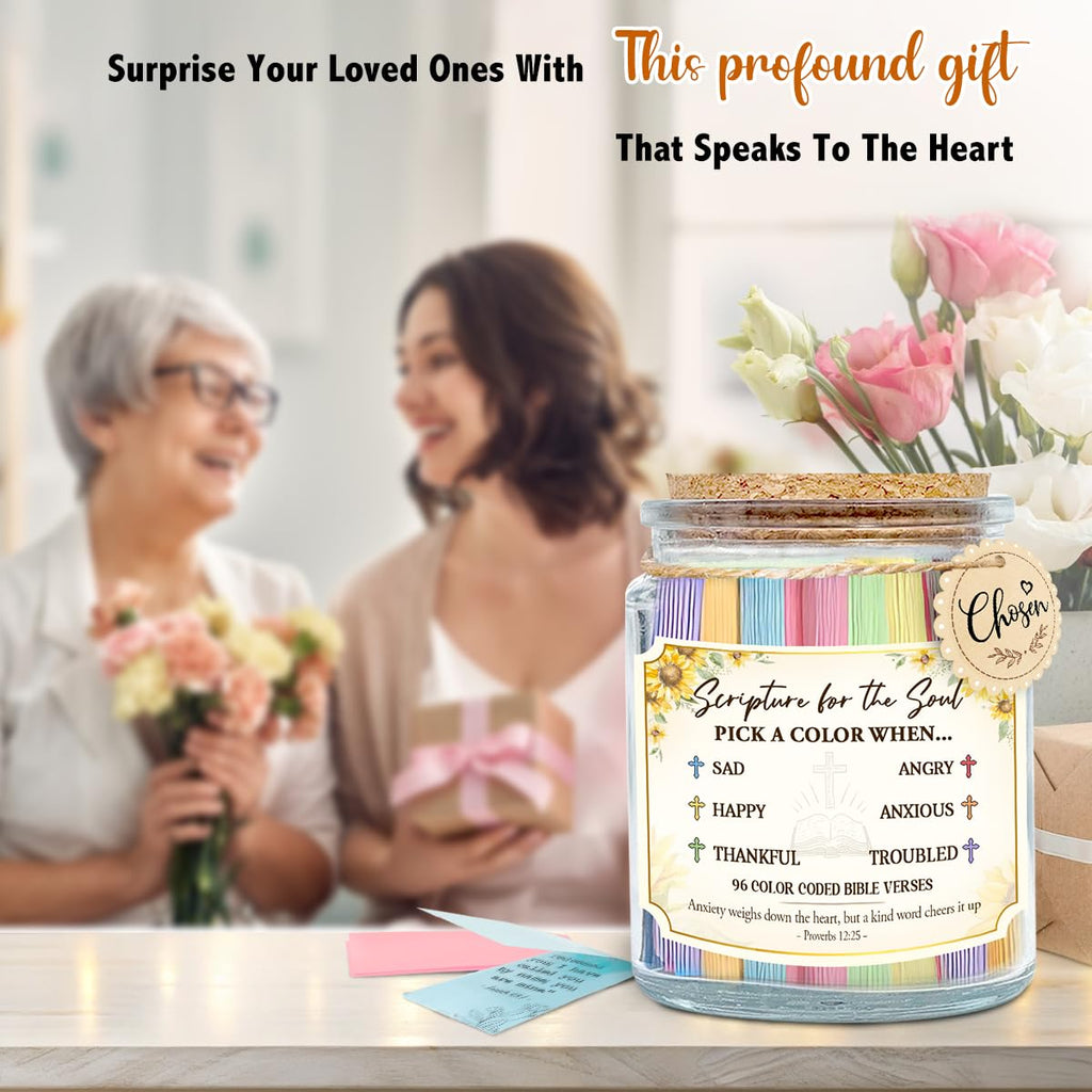 Mothers Day Gifts For Mom From Daughter, Son - Inspirational Bible Verse Jar, Religious Christian Gifts For Women Men - Prayer Jar with Scriptures for Nana Sisters Besties, Birthday Presents For Moms