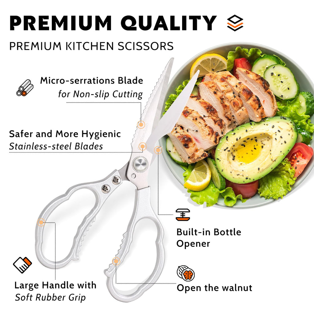 Kitchen Shears & kitchen scissors All Purpose | kitchen gadgets-Heavy Duty Stainless Steel Meat Poultry Food Scissors, Dishwasher Safe for Home and Kitchen Essentials, Utensils, Gadgets, Accessories