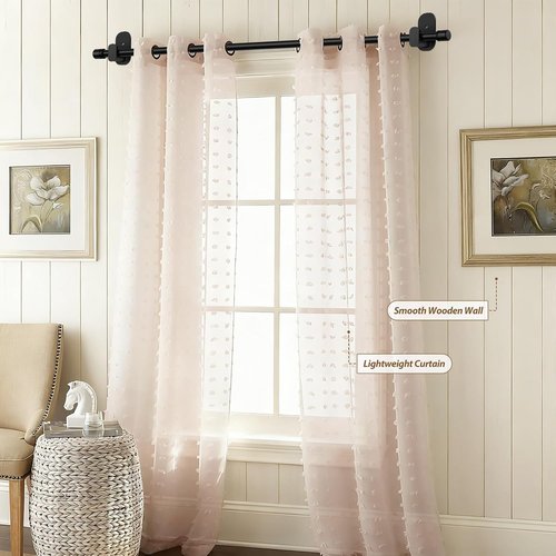 HOTOZON No-Drill Curtain Rods | Adjustable 32-86 Inches | Renter-Friendly Black Drapery Rods