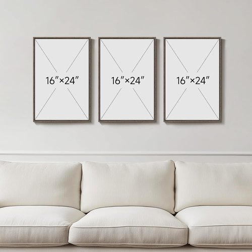 Framed Neutral Abstract Wall Art by [Brand Name] - 3-Piece Earth Tones Canvas Prints for Living Room | 16x24 Inch