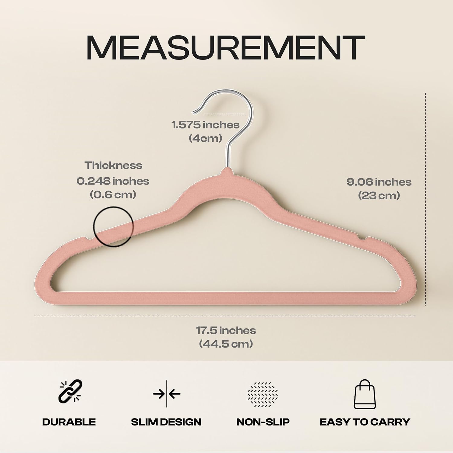 Utopia Home Velvet Hangers - Luxury Non-Slip Slim Coat & Pant Hangers, Space-Saving Design, 50 Pack - Pink