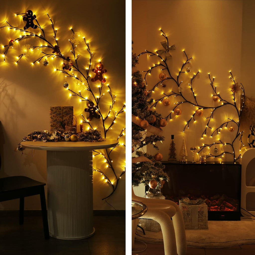 Enchanted Willow Vine Lights for Wall,Willow Vine Tree Branch Lights Decoration Gift,with 48 LED Light and Remote,8 Lighting Modes,for Bedroom Wall Doors Windows Wedding Christmas (47 Inch)