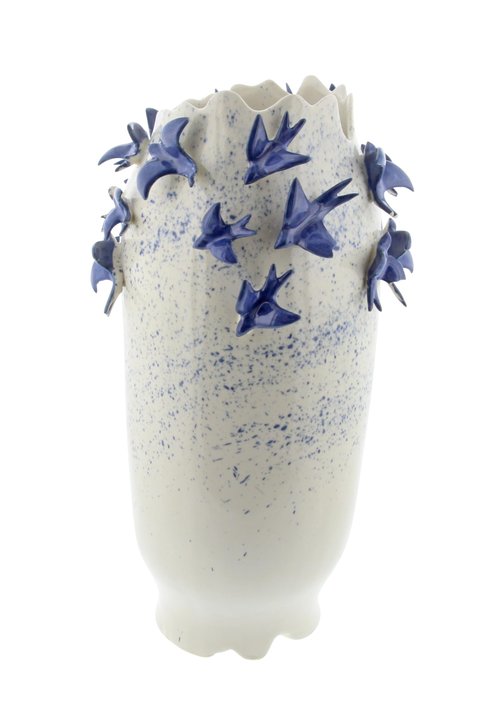 Deco 79 Ceramic Bird Decorative Vase 3D Centerpiece Vase, Flower Vase for Home Decoration 11" x 11" x 18", White
