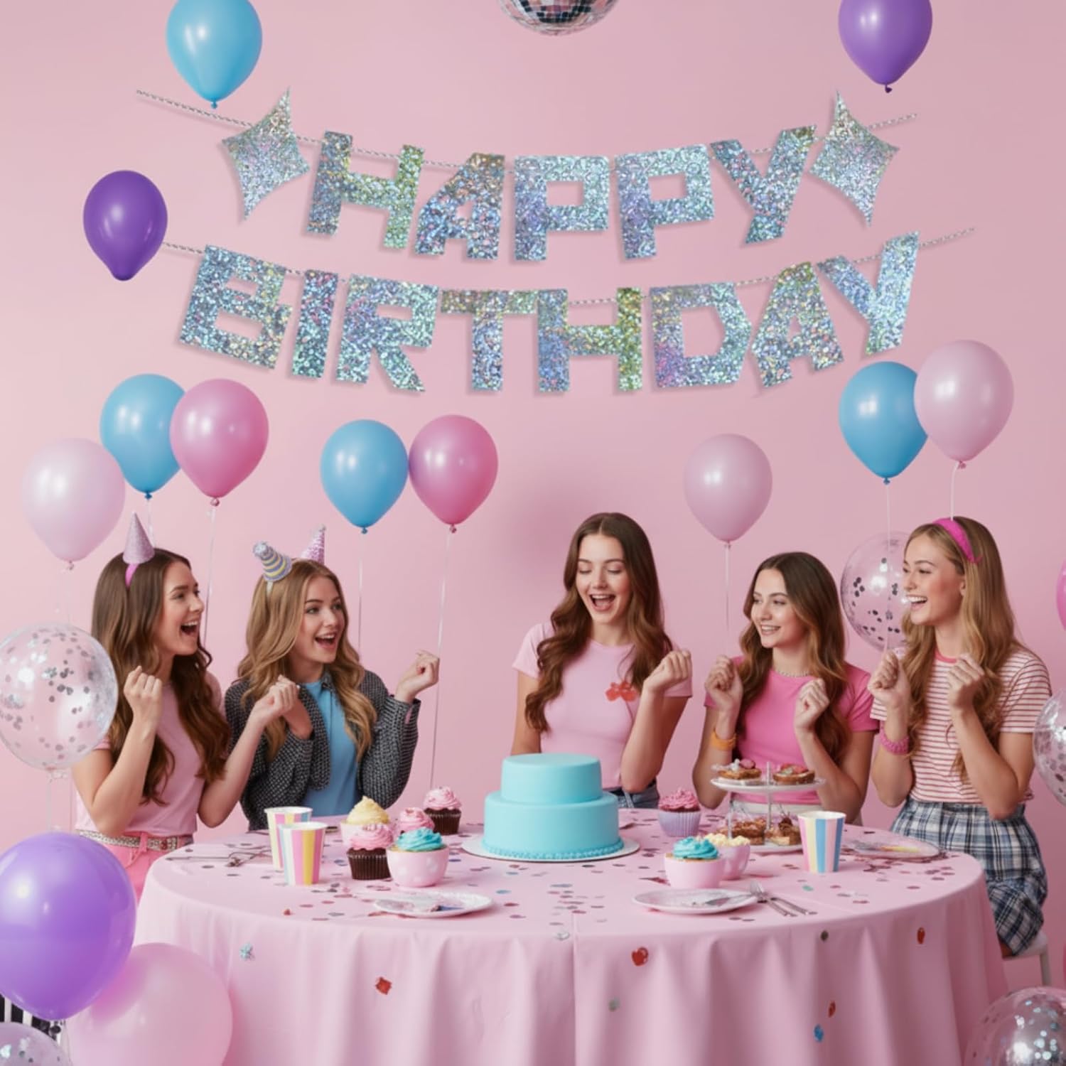 Tinlade K-Pop Birthday Banner - Happy Birthday Decoration for Korean Pop Fans | Broken Glass Design