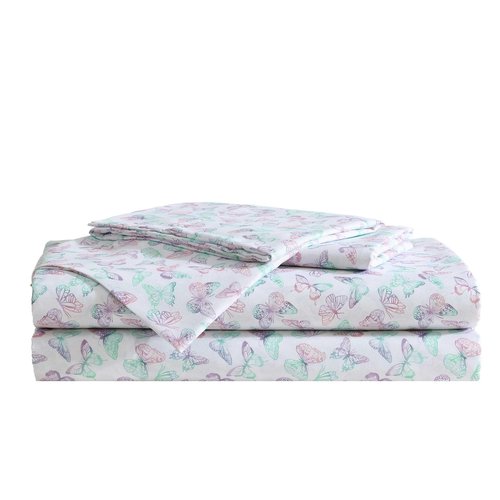 Betsey Johnson - Twin Bed Sheets, Bedding Set with Matching Sham, Smooth & Silky, Fade & Wrinkle Resistant, Dorm Essentials (Butterfly Rainbow Purple)