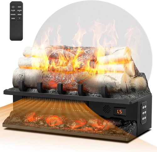 Freestanding Electric Fireplace Log Set by [Brand Name] - 21” Heater with Remote, 8-Hour Timer & Adjustable Flame