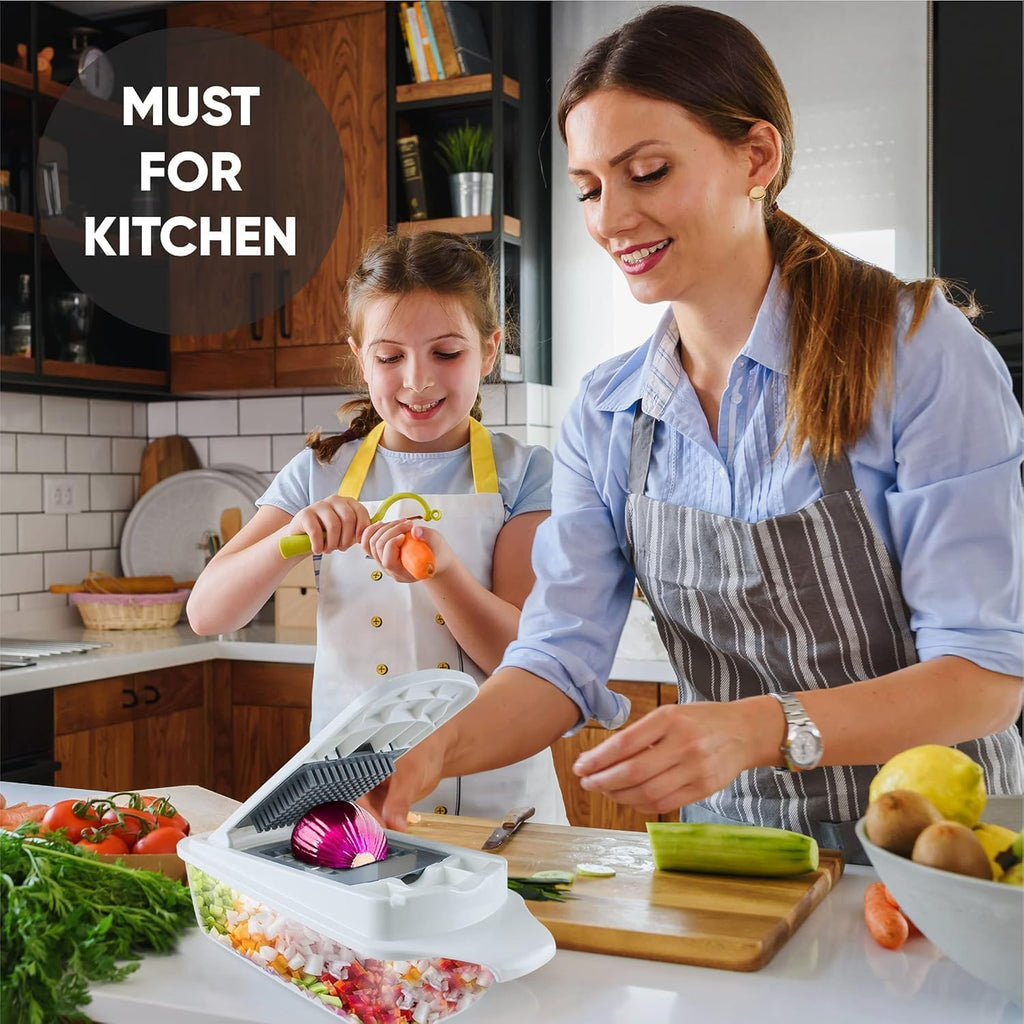 RüK Vegetable Chopper - 22-in-1 Multi Veggie Mandoline Slicer with 11 Blades & Lemon Squeezer | Food Cutter
