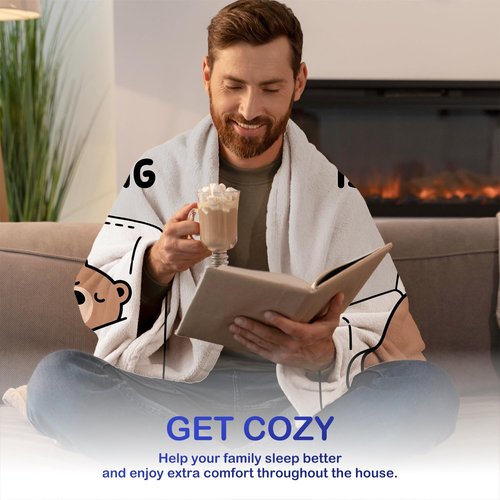 CosxHabitat Funny Bear Dad Blanket, Dad Gifts from Daughter Son Kids, Father Gifts for Birthday Christmas Throw Blankets for Sofa Couch Bedroom Living Room Home Decor, 50x60 Inches
