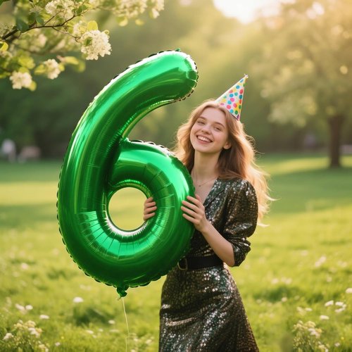 Jumbo Mylar Foil Balloon - 40 Inch Green Number 6 - Perfect for Birthday & Wedding Celebrations