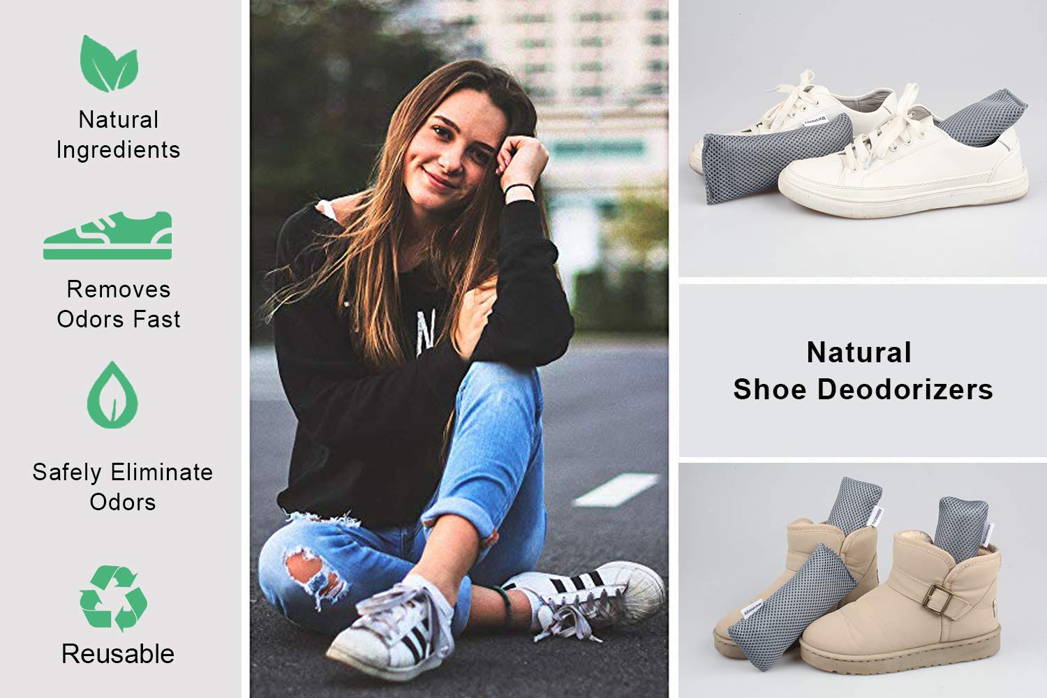 12 Pack Charcoal Shoe Deodorizer Bags inserts, Shoe Odor Eliminator,Drawer Deodorizers, Activated Charcoal Odor Absorber for Gym Bag, Car, Pet, Closet