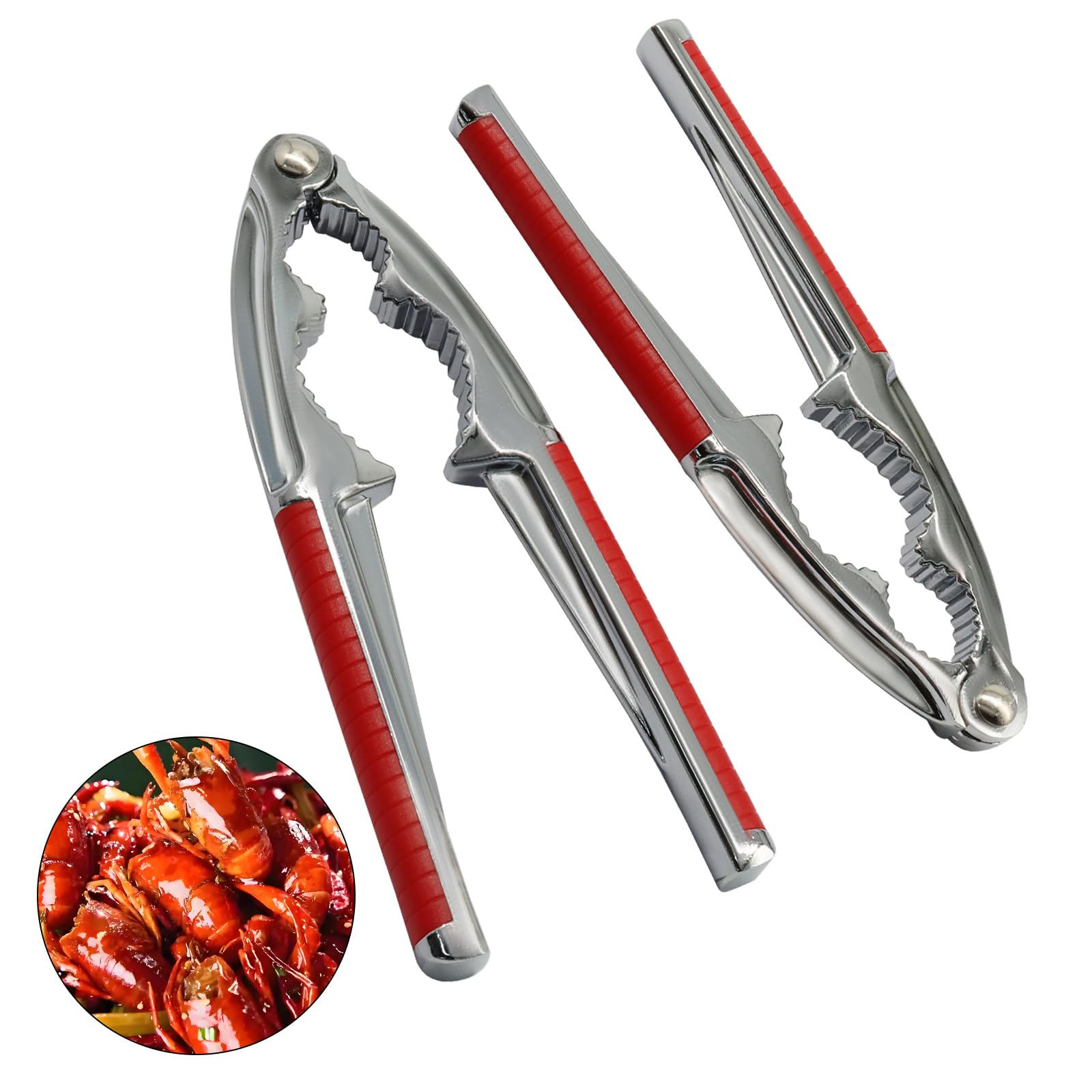 Unlorspy 2Pcs Heavy Duty Nutcracker, Stainless Steel Nut Crackers Ergonomic Handle Nutcracker Tool, Nut Cracker for Walnet Pencan Chestnut Crab Lobster(Red)