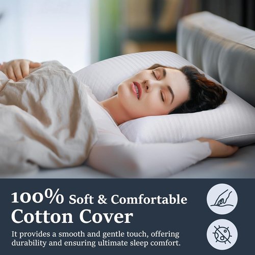 COZSINOOR Goose Feather Pillows - Queen Size Set of 2 | Soft 600 TC Cotton Cover, Fluffy Down Alternative for All Sleepers