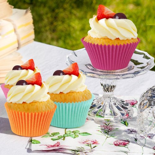 Caperci Rainbow Cupcake Liners - 350-Count Bright Colorful Muffin Baking Cups | Odorless & Grease-Proof