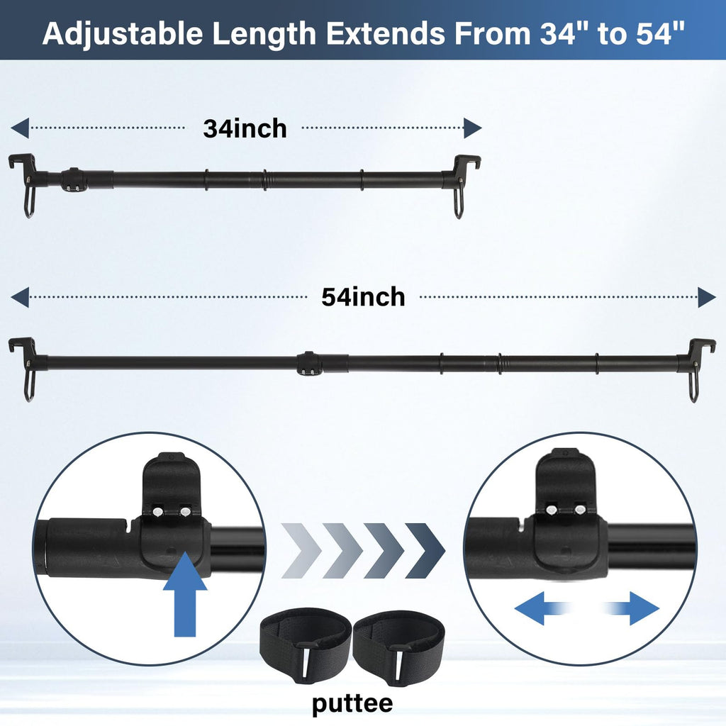 Car Clothes Hanger Bar Heavy Duty, Clothing Racks for Hanging Clothes in Car Telescoping 34-54 Inch Car Clothes Rack Suitable for Cars Trucks SUVs