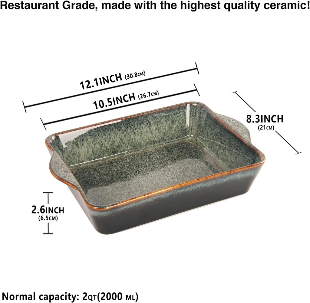 Regine Switzerland Ceramic Casserole Baking Dish - 2 Quart Oven Safe Lasagna Pan | Durable 10 x 8 Inch Bakeware